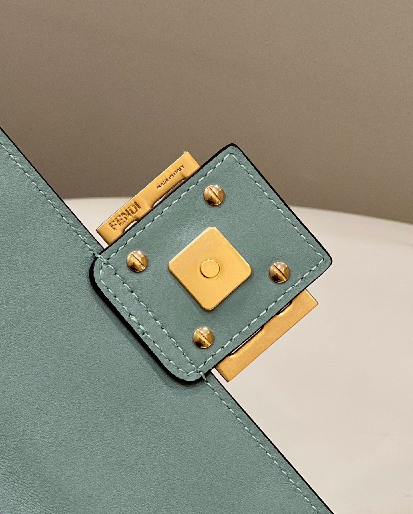 Luxury FendiBaguette 27cm Powder Blue Lambskin Gold Hardware