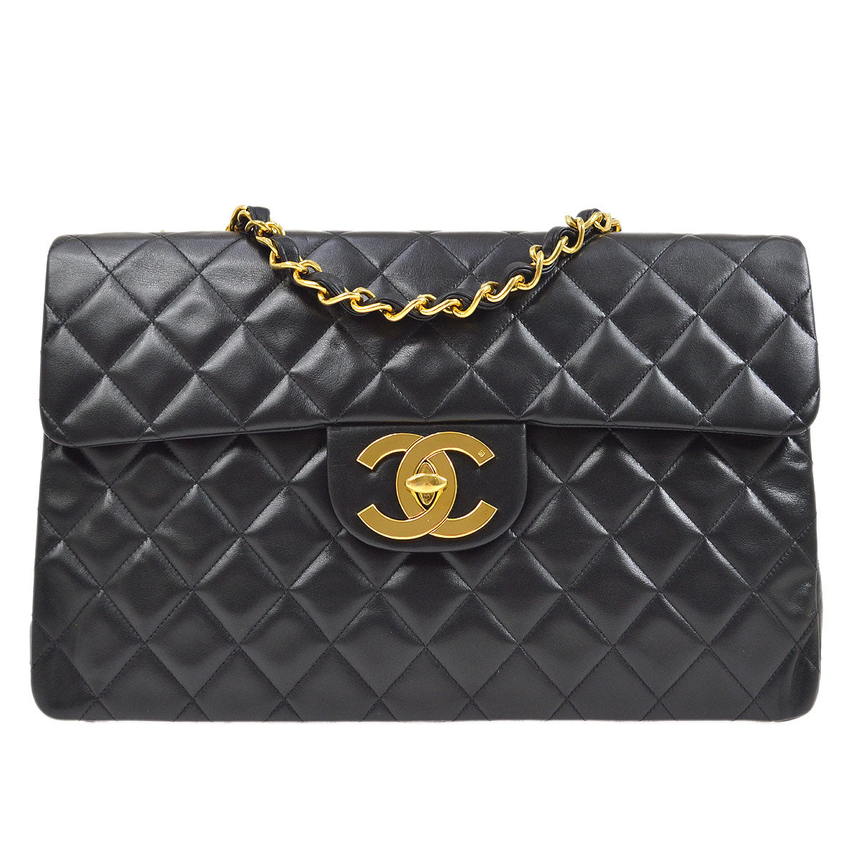 CHANEL 1991-1994 Black Lambskin Classic Flap Maxi 75041