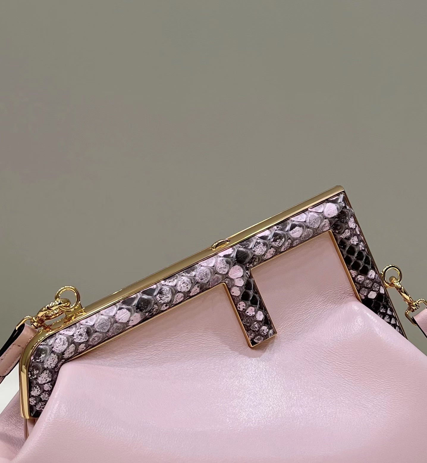Luxury FendiLuxury FendiFIRST SMALL 26 LIGHT PINK LEATHER BAG WITH EXOTIC DETAILS