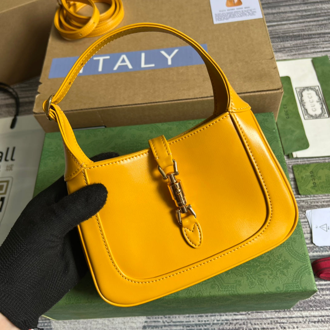 Luxury Gucci GG JACKIE MINI 19 SHOULDER BAG IN YELLOW CALFSKIN