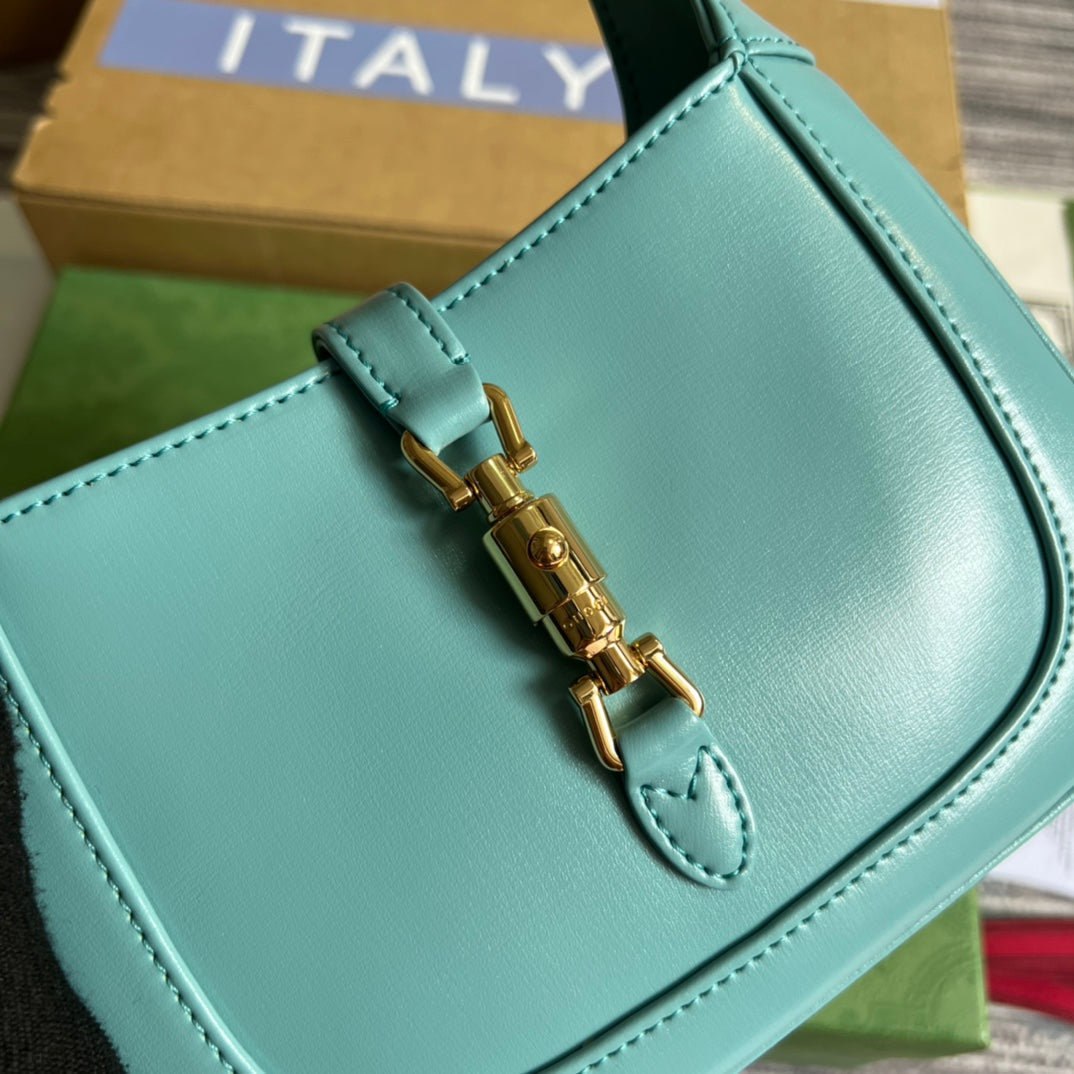 Luxury Gucci GG JACKIE MINI 19 SHOULDER BAG IN PASTEL BLUE CALFSKIN