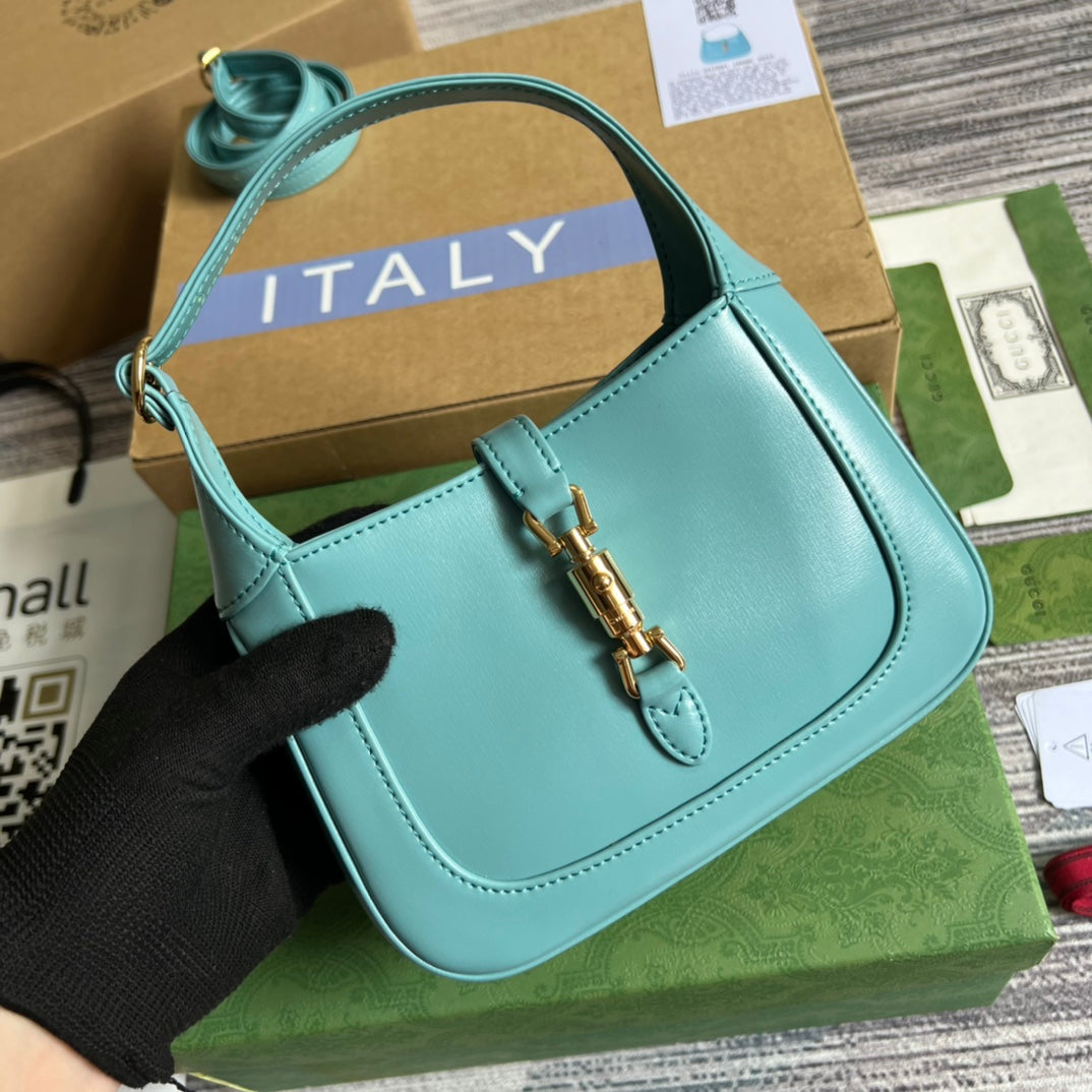Luxury Gucci GG JACKIE MINI 19 SHOULDER BAG IN PASTEL BLUE CALFSKIN