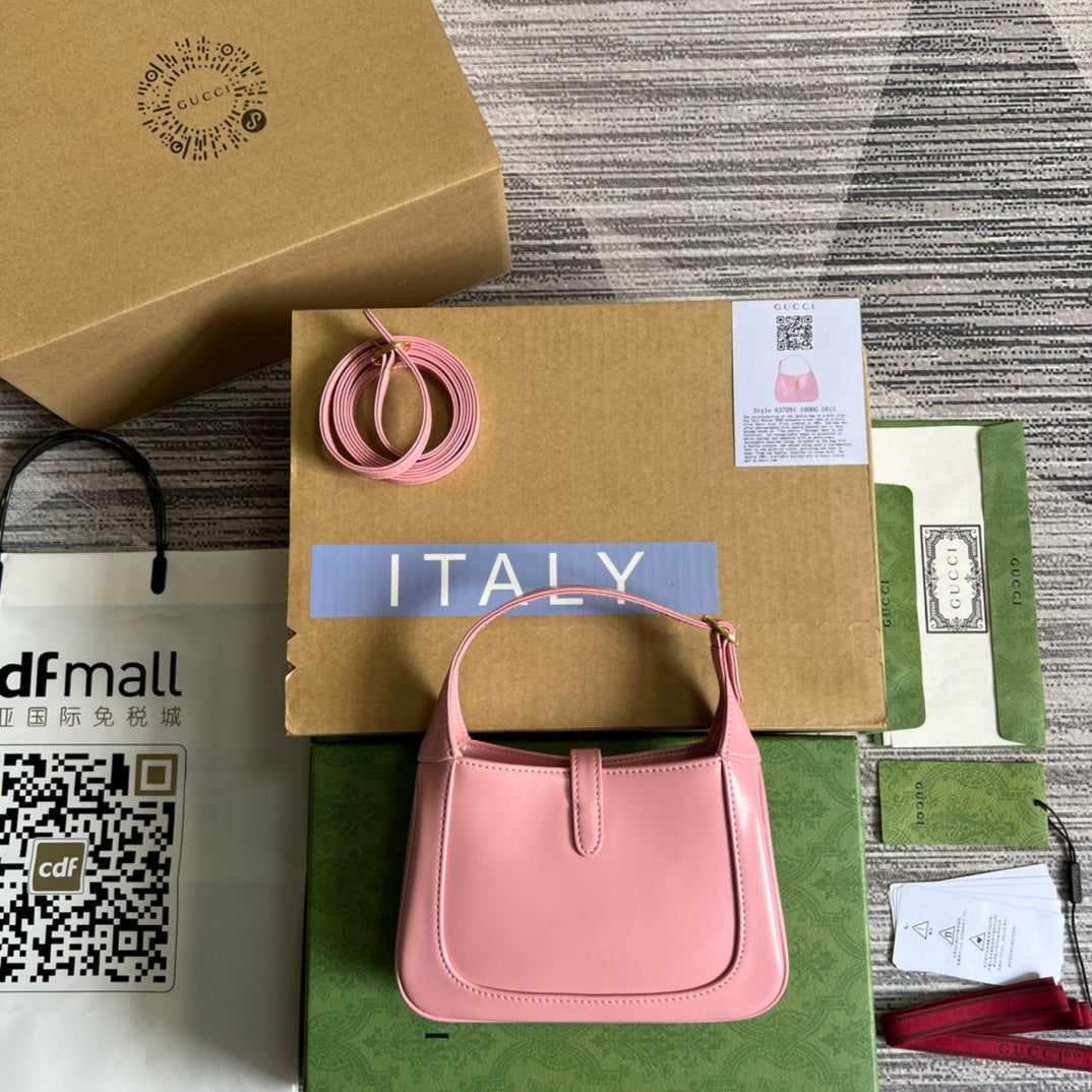 Luxury Gucci GG JACKIE MINI 19 SHOULDER BAG IN PINK PATEL CALFSKIN