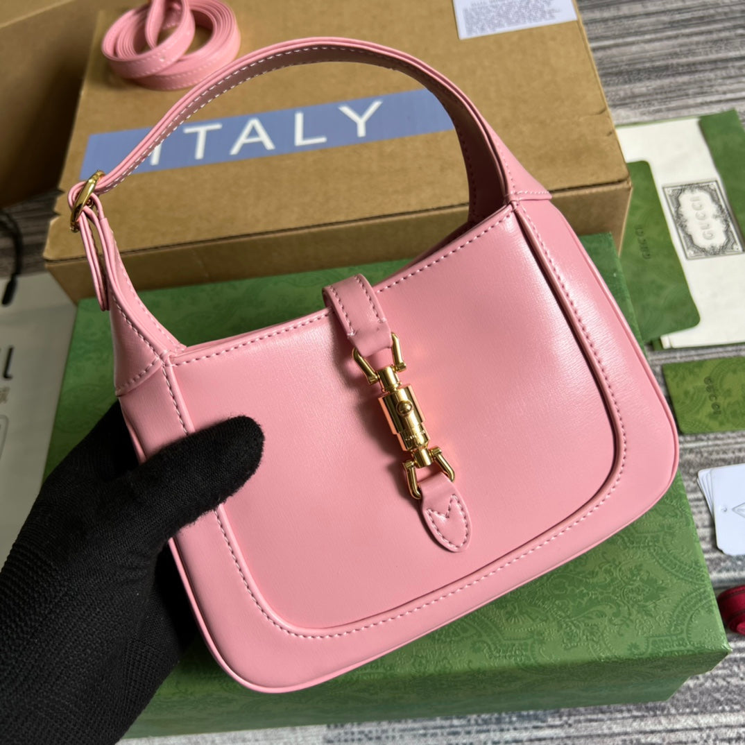 Luxury Gucci GG JACKIE MINI 19 SHOULDER BAG IN PINK PATEL CALFSKIN