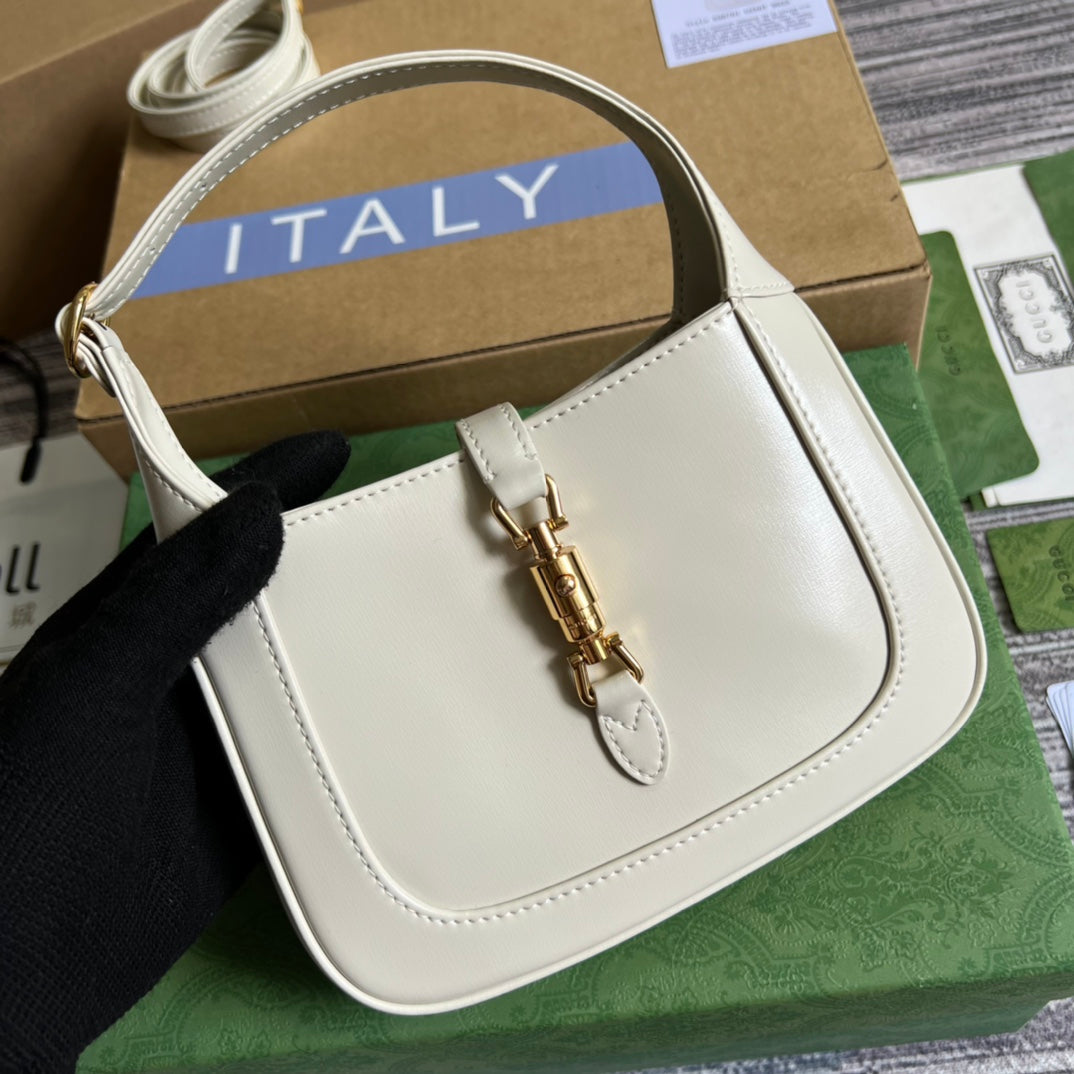 Luxury Gucci GG JACKIE MINI 19 SHOULDER BAG IN WHITE CALFSKIN