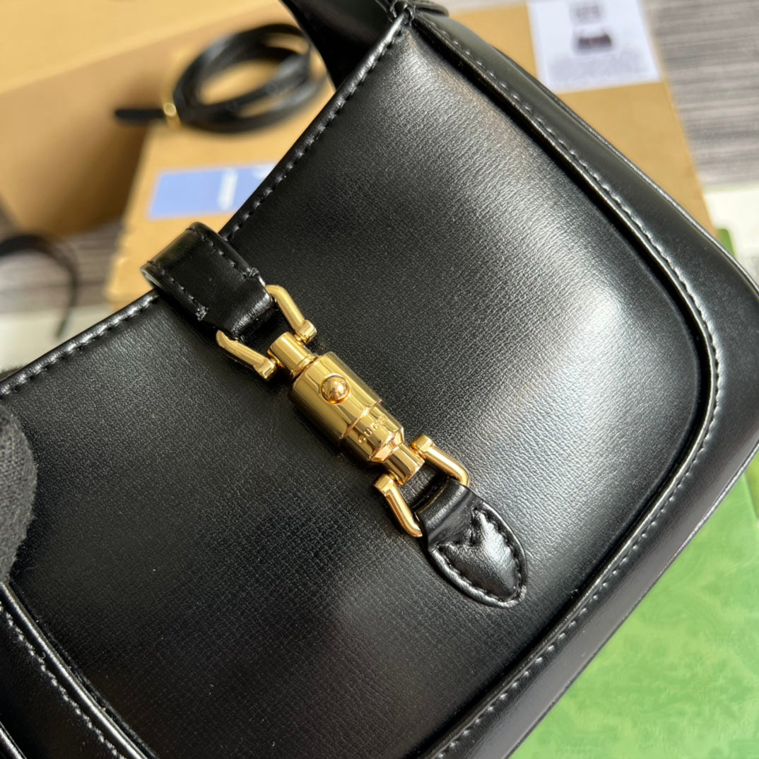 Luxury Gucci GG JACKIE MINI 19 SHOULDER BAG IN BLACK CALFSKIN