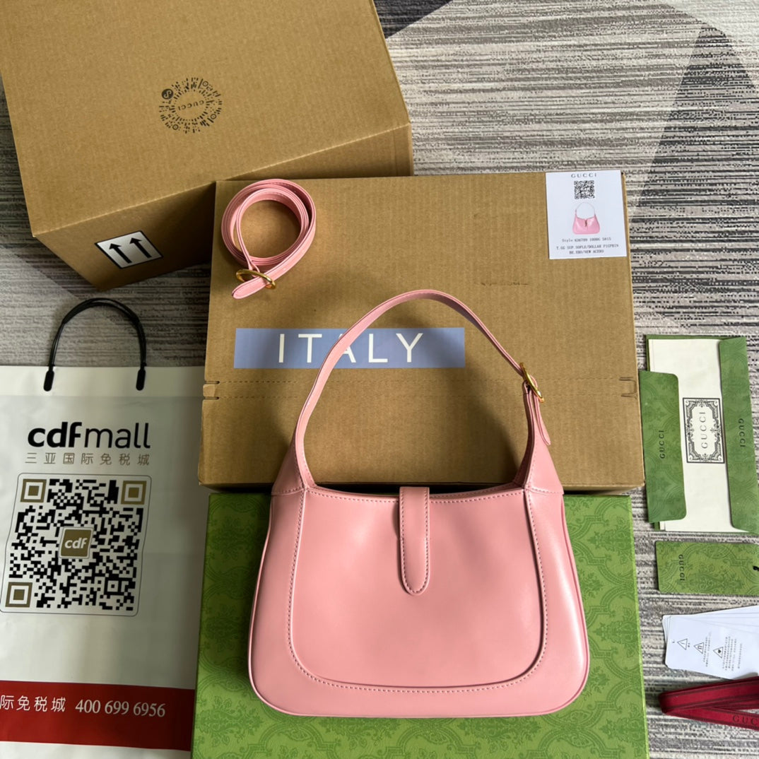 Luxury Gucci GG JACKIE SMALL 28 SHOULDER BAG IN PINK PASTEL CALFSKIN