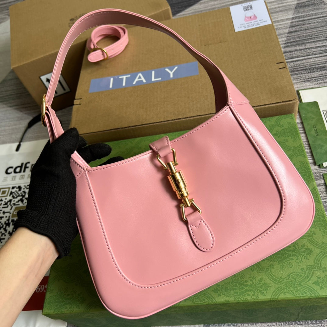 Luxury Gucci GG JACKIE SMALL 28 SHOULDER BAG IN PINK PASTEL CALFSKIN