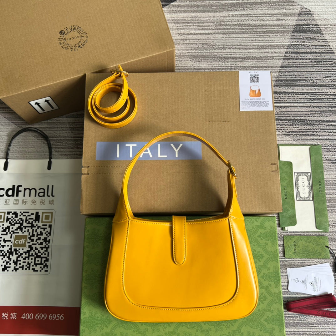 Luxury Gucci GG JACKIE SMALL 28 SHOULDER BAG IN YELLOW CALFSKIN