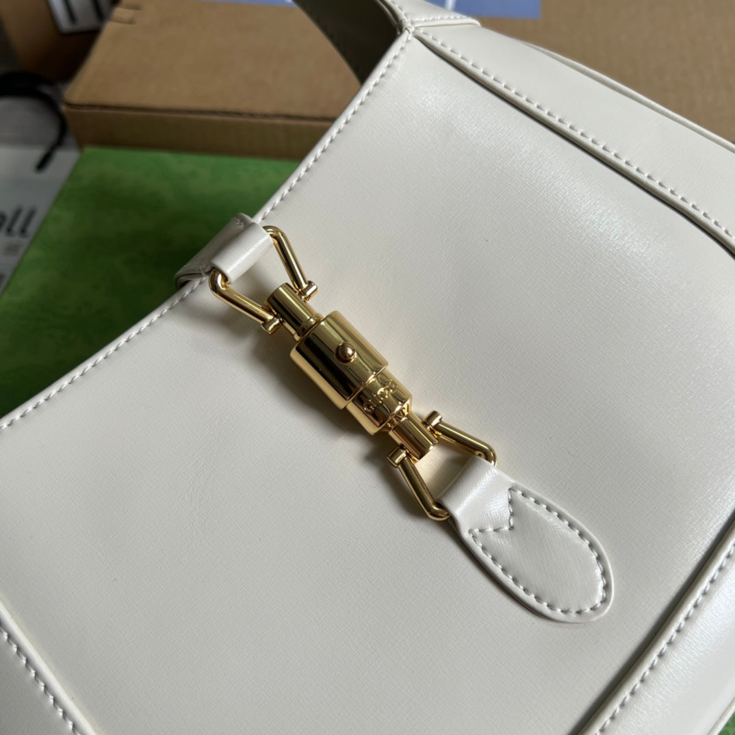 Luxury Gucci GG JACKIE SMALL 28 SHOULDER BAG IN WHITE CALFSKIN