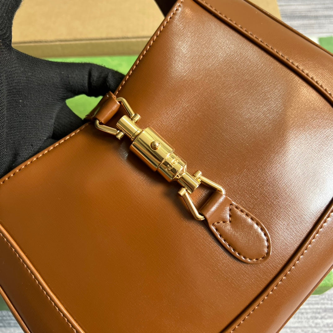 Luxury Gucci GG JACKIE SMALL 28 SHOULDER BAG IN CINNAMON BROWN CALFSKIN