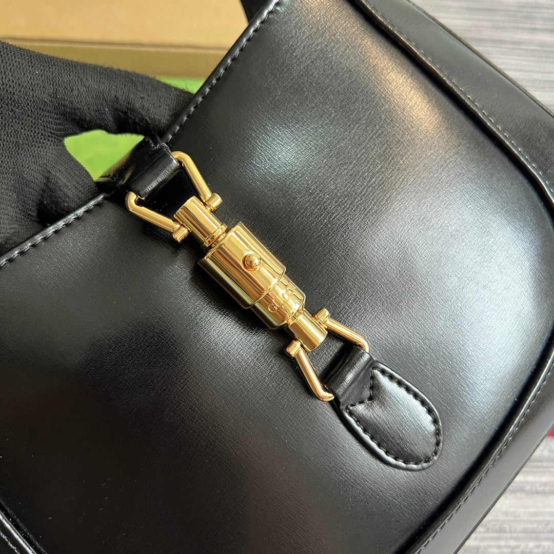 Luxury Gucci GG JACKIE SMALL 28 SHOULDER BAG IN BLACK CALFSKIN