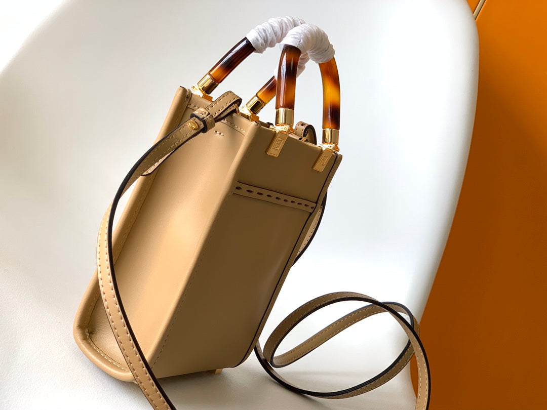 Luxury FendiFend Mini Sunshine Shopper Bag 18 Beige Leather