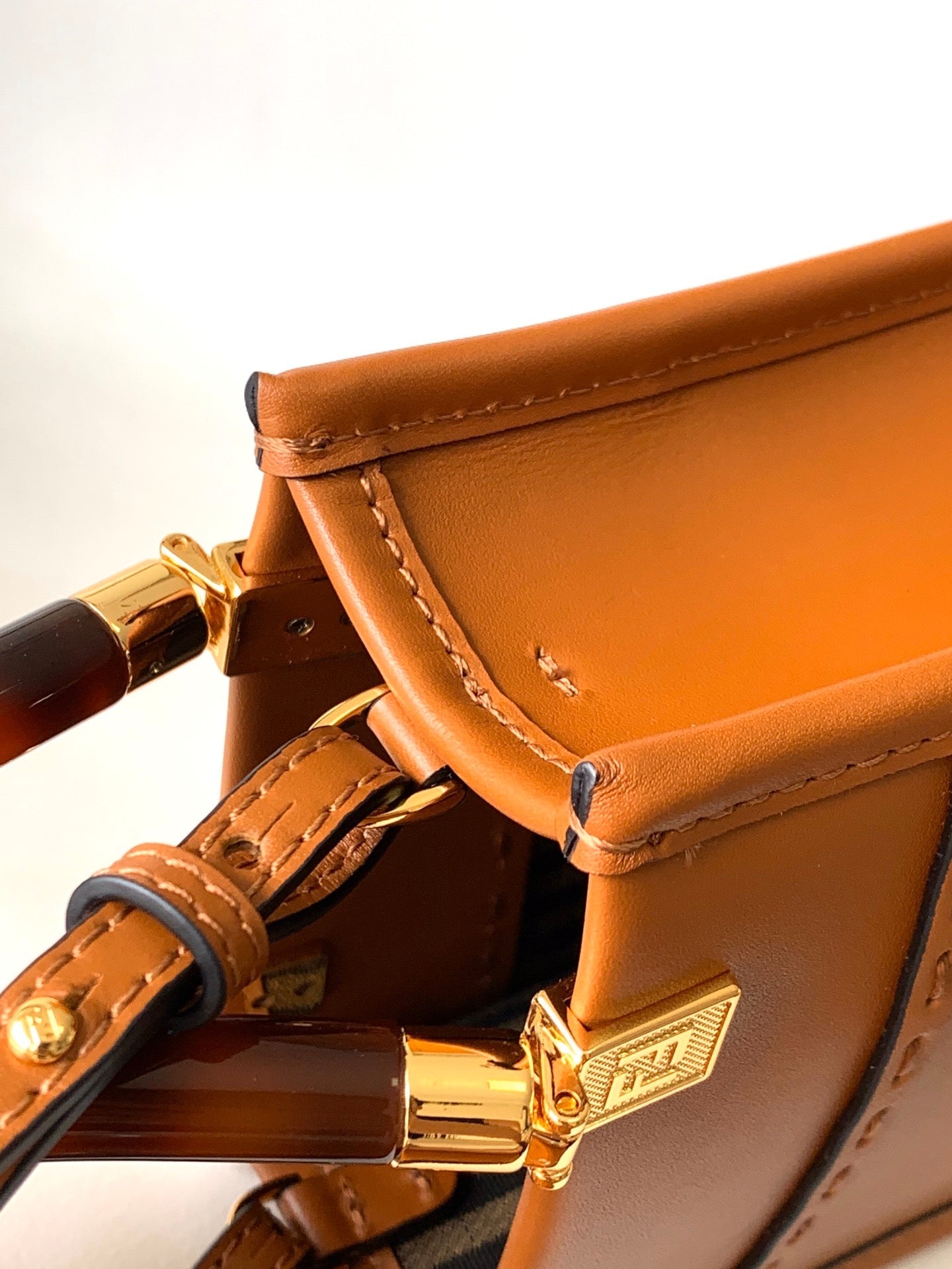 Luxury FendiFend Mini Sunshine Shopper Bag 18 Tan Leather