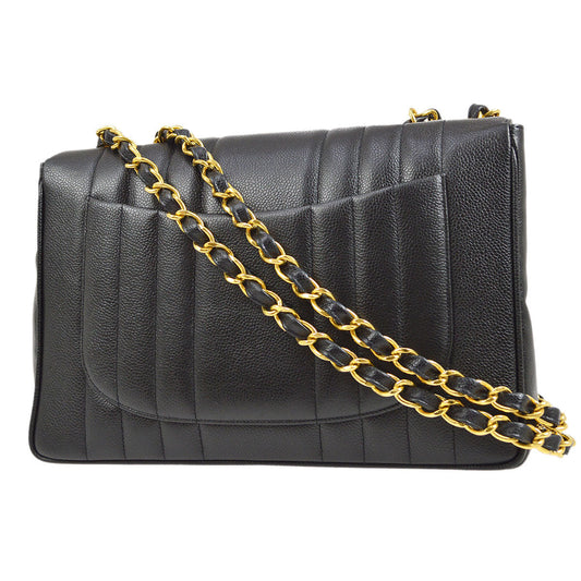 CHANEL 1994-1996 Big CC Vertical Classic Flap Jumbo Black Caviar 74701