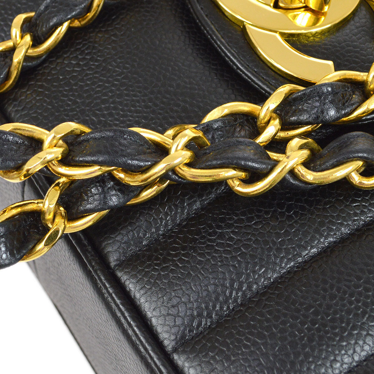 CHANEL 1994-1996 Big CC Vertical Classic Flap Jumbo Black Caviar 74701