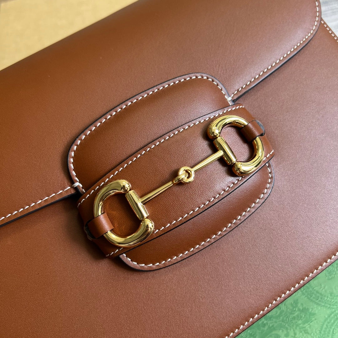 Luxury Gucci GG HORSEBIT 1955 MINI BAG 25 IN CINNAMON BROWN CALFSKIN