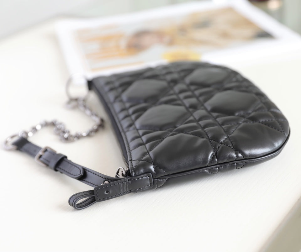 Luxury DiorMINI CARO BAG 25 IN BLACK LAMBSKIN