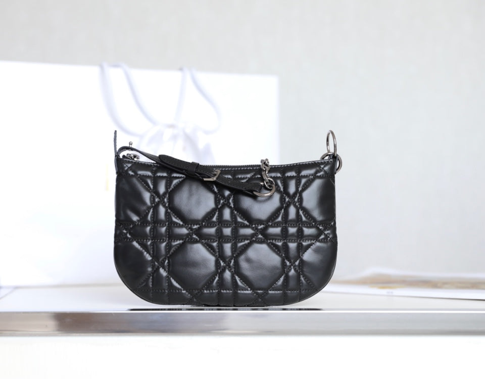 Luxury DiorMINI CARO BAG 25 IN BLACK LAMBSKIN