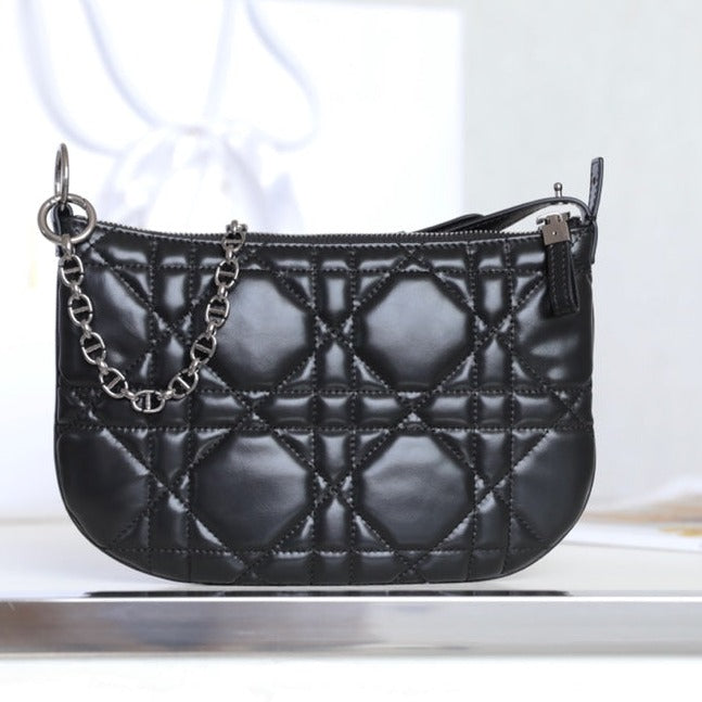 Luxury DiorMINI CARO BAG 25 IN BLACK LAMBSKIN