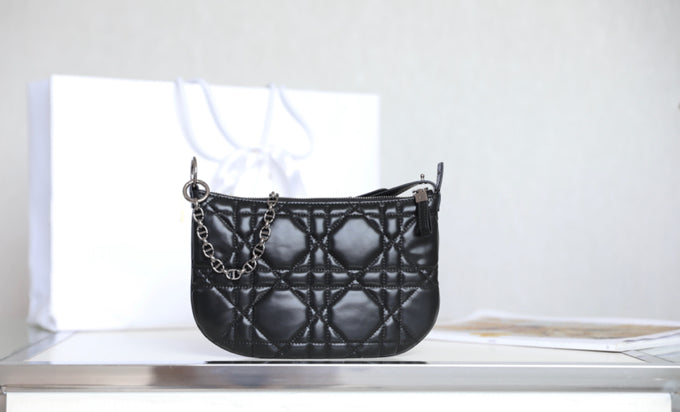 Luxury DiorMINI CARO BAG 25 IN BLACK LAMBSKIN