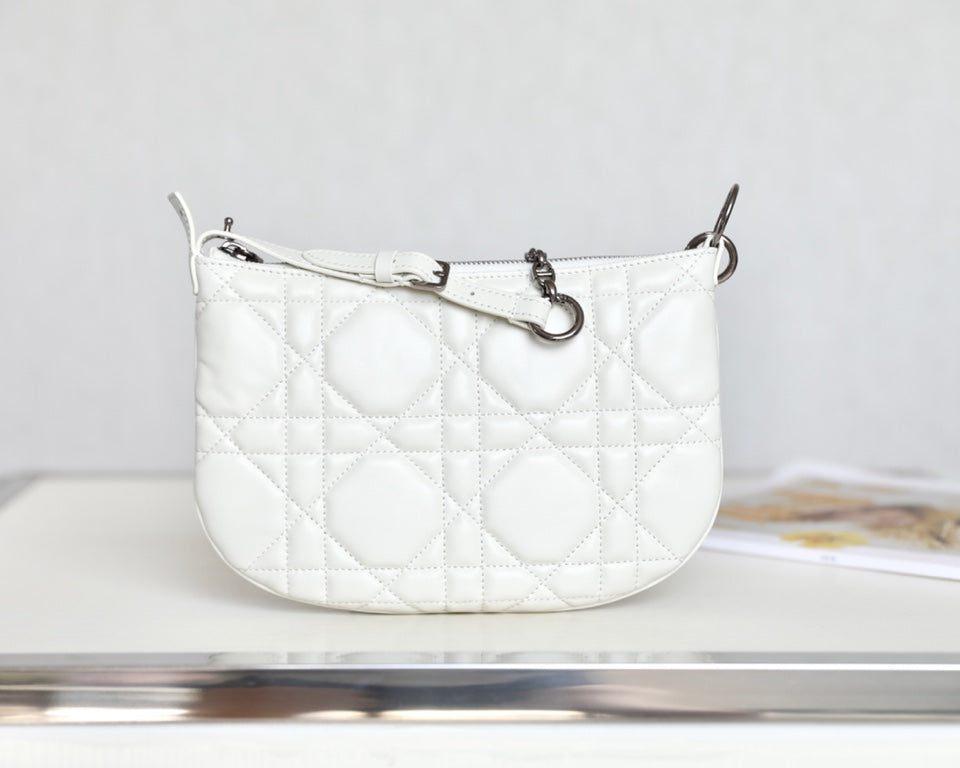Luxury DiorMINI CARO BAG 25 IN WHITE LAMBSKIN