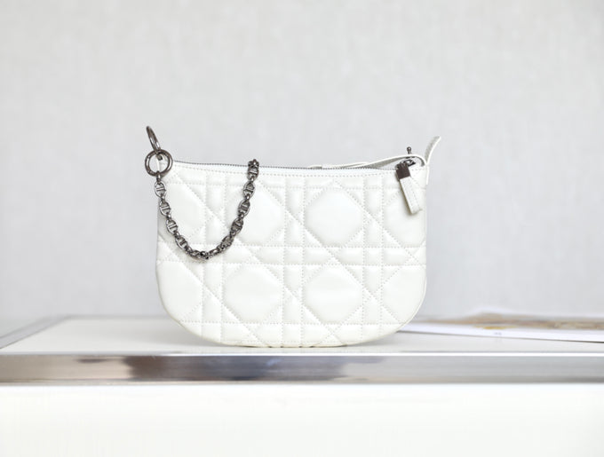 Luxury DiorMINI CARO BAG 25 IN WHITE LAMBSKIN