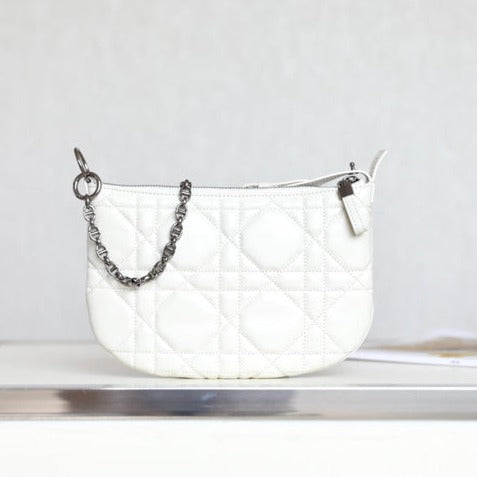 Luxury DiorMINI CARO BAG 25 IN WHITE LAMBSKIN