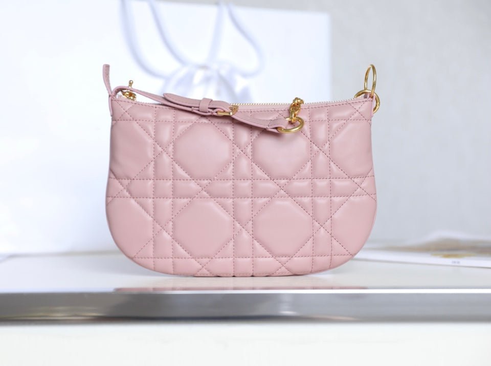 Luxury DiorMINI CARO BAG 25 IN LIGHT PINK LAMBSKIN