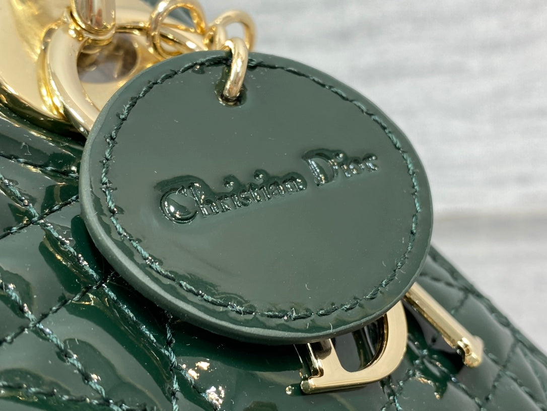 Luxury Diormini lady 17 blue green patent calfskin