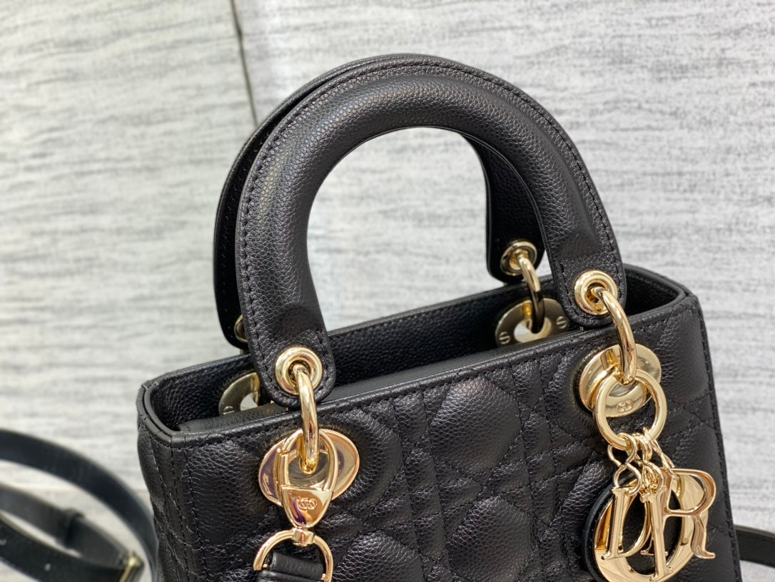 Luxury Diorsmall lady 20 black calfskin ghw