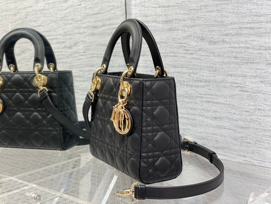 Luxury Diorsmall lady 20 black calfskin ghw