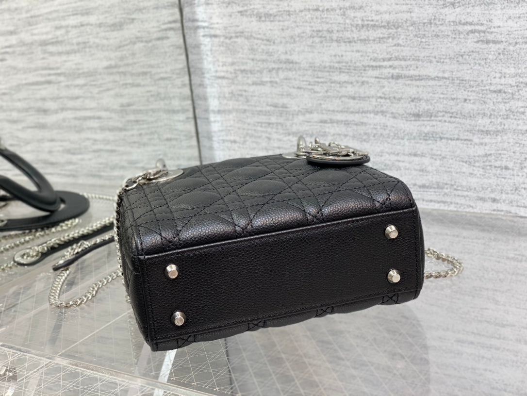 Luxury Diormini lady 17cm black calfskin shw