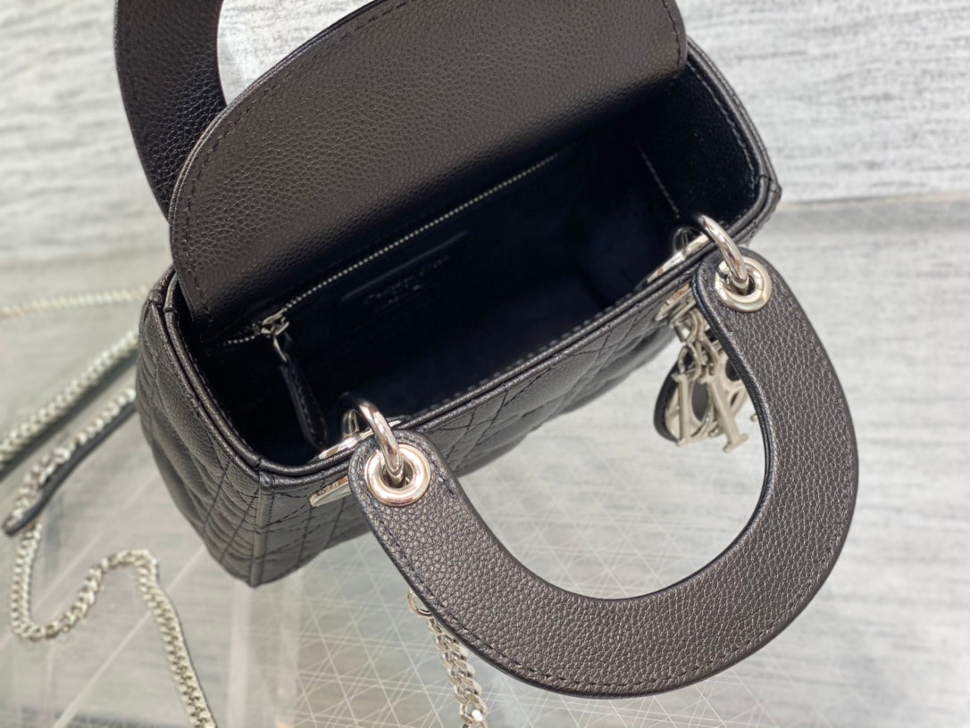 Luxury Diormini lady 17cm black calfskin shw