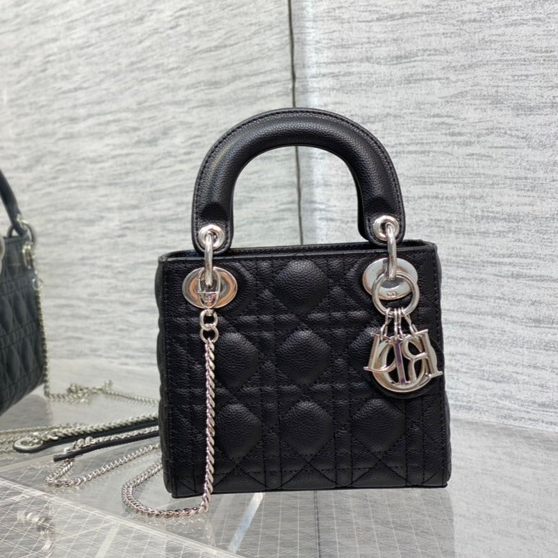 Luxury Diormini lady 17cm black calfskin shw