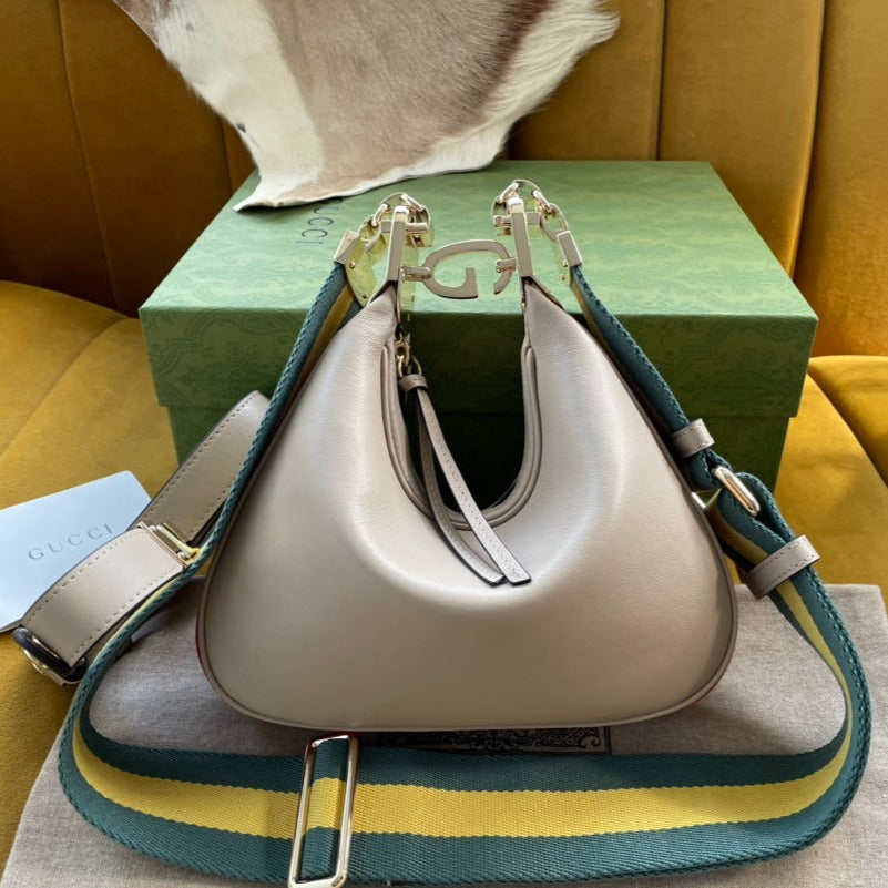 Luxury Gucci GG ATTACHE 23 SMALL SHOULDER BAG BEIGE CALFSKIN