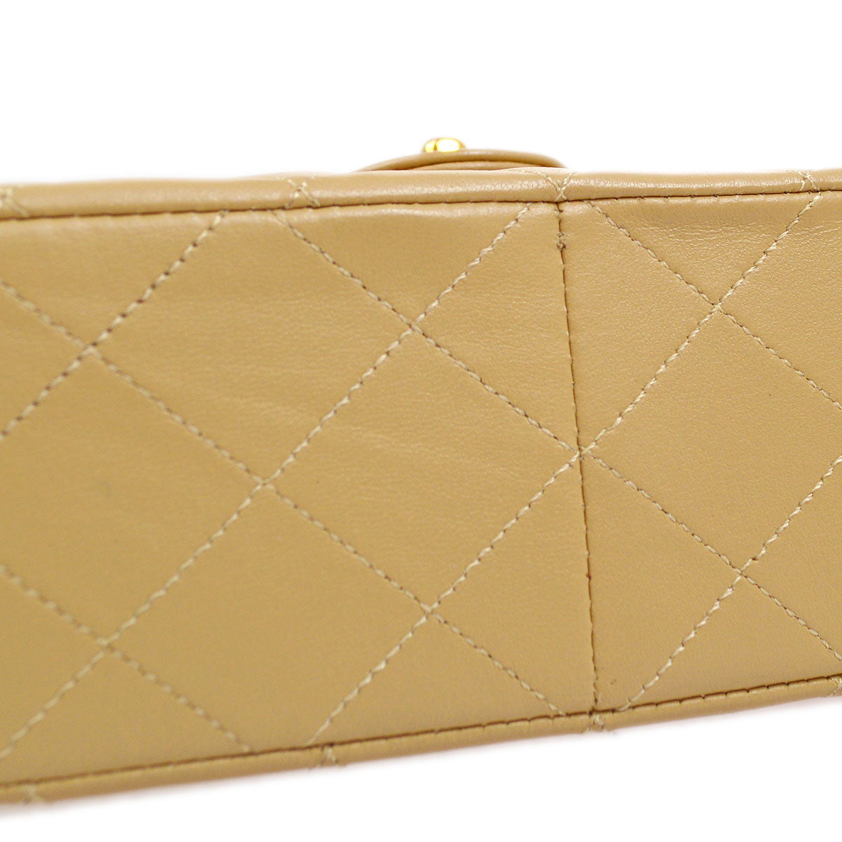 CHANEL★ 1989-1991 Classic Square Flap Beige Lambskin 95971