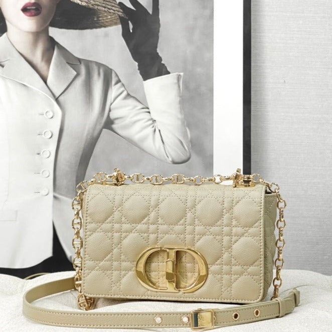Luxury DiorSMALL CARO BAG 20 PALE YELLOW CALFSKIN