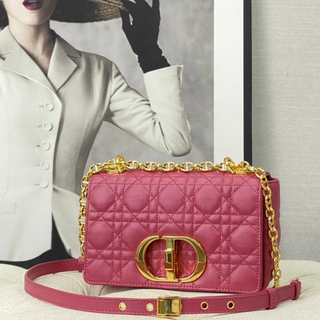 Luxury DiorSMALL CARO BAG 20 DARK PINK CALFSKIN