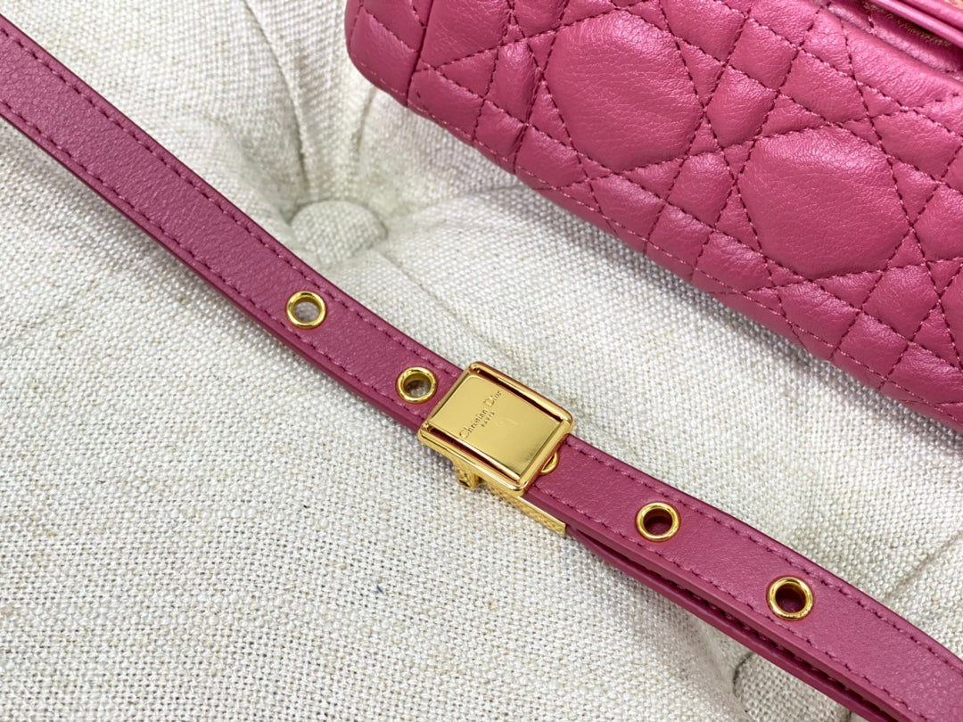 Luxury DiorSMALL CARO BAG 20 DARK PINK CALFSKIN