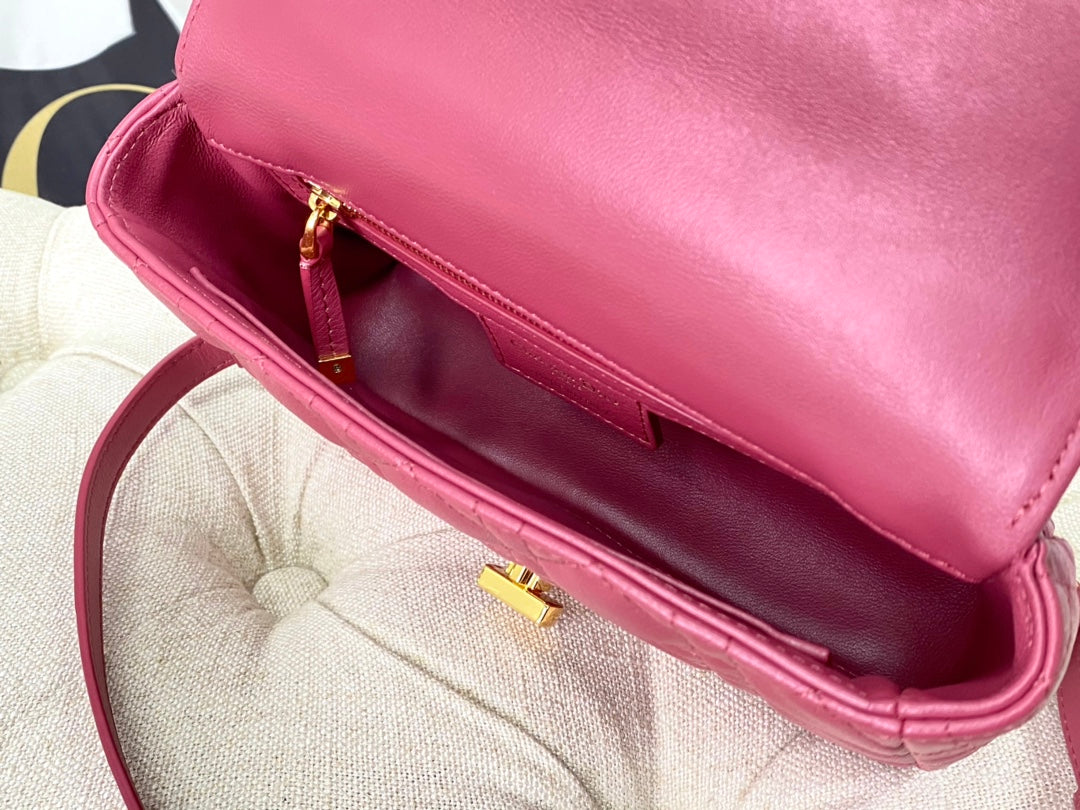 Luxury DiorSMALL CARO BAG 20 DARK PINK CALFSKIN