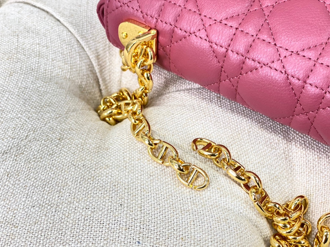 Luxury DiorSMALL CARO BAG 20 DARK PINK CALFSKIN