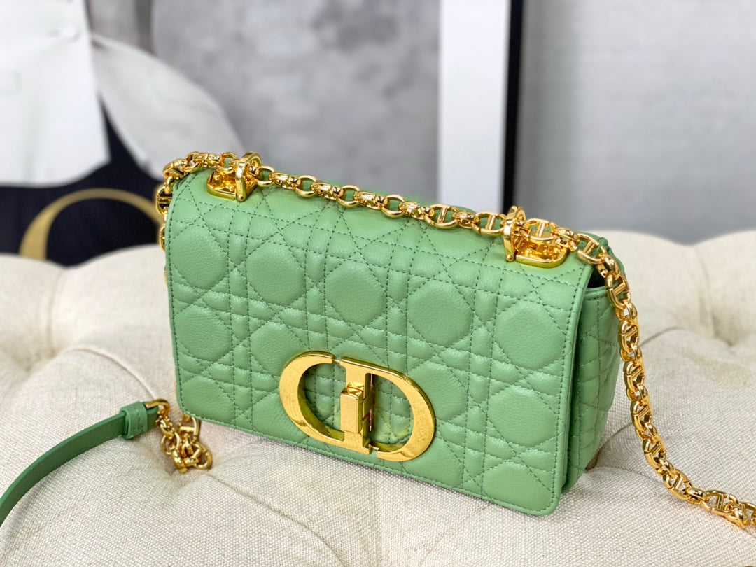 Luxury DiorSMALL CARO BAG 20 LIGHT GREEN CALFSKIN