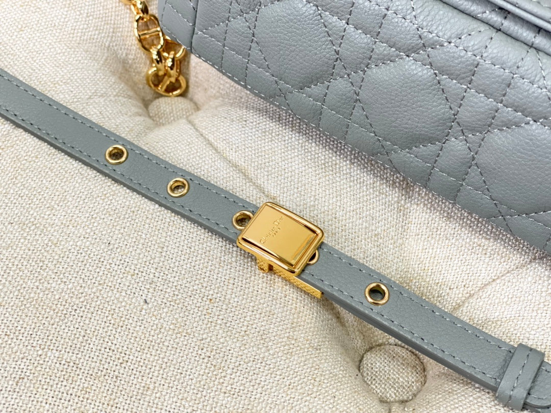 Luxury DiorSMALL CARO BAG 20 STONE GRAY CALFSKIN
