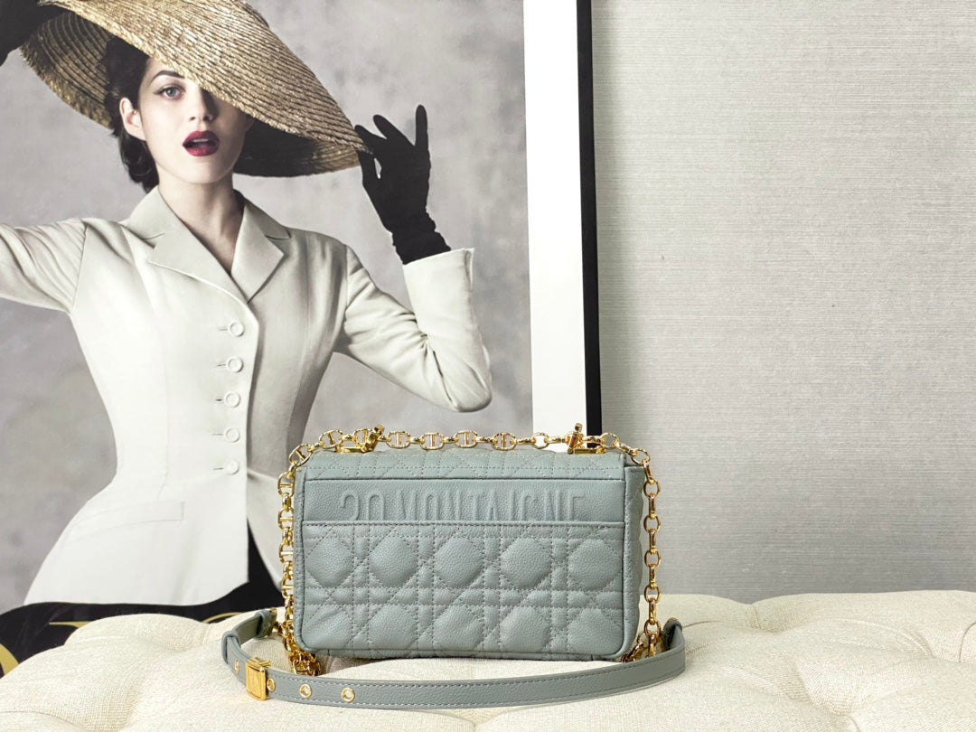 Luxury DiorSMALL CARO BAG 20 STONE GRAY CALFSKIN