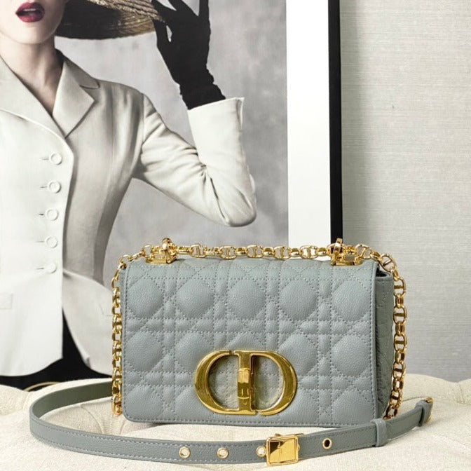 Luxury DiorSMALL CARO BAG 20 STONE GRAY CALFSKIN