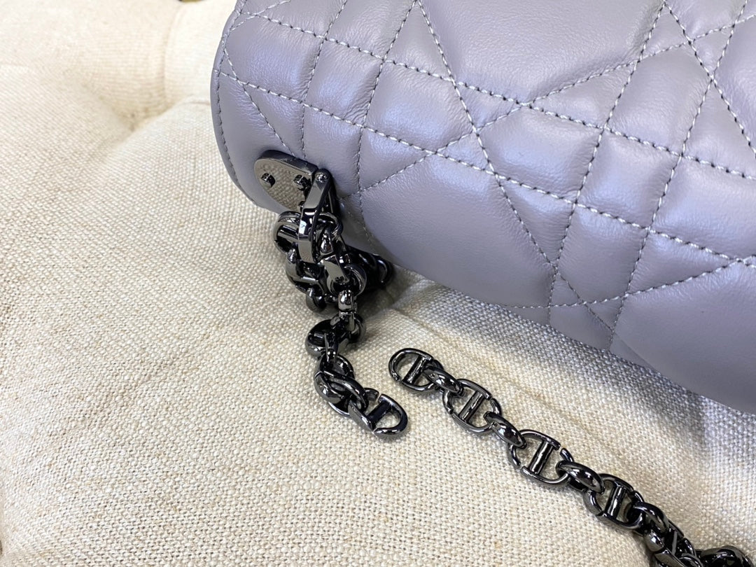Luxury DiorLARGE CARO BAG 28 OPALINE PURPLE CALFSKIN BLACK HARDWARE