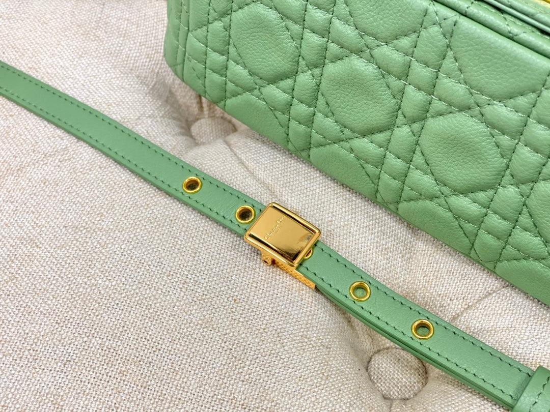 Luxury DiorLARGE CARO BAG 28 LIGHT GREEN CALFSKIN