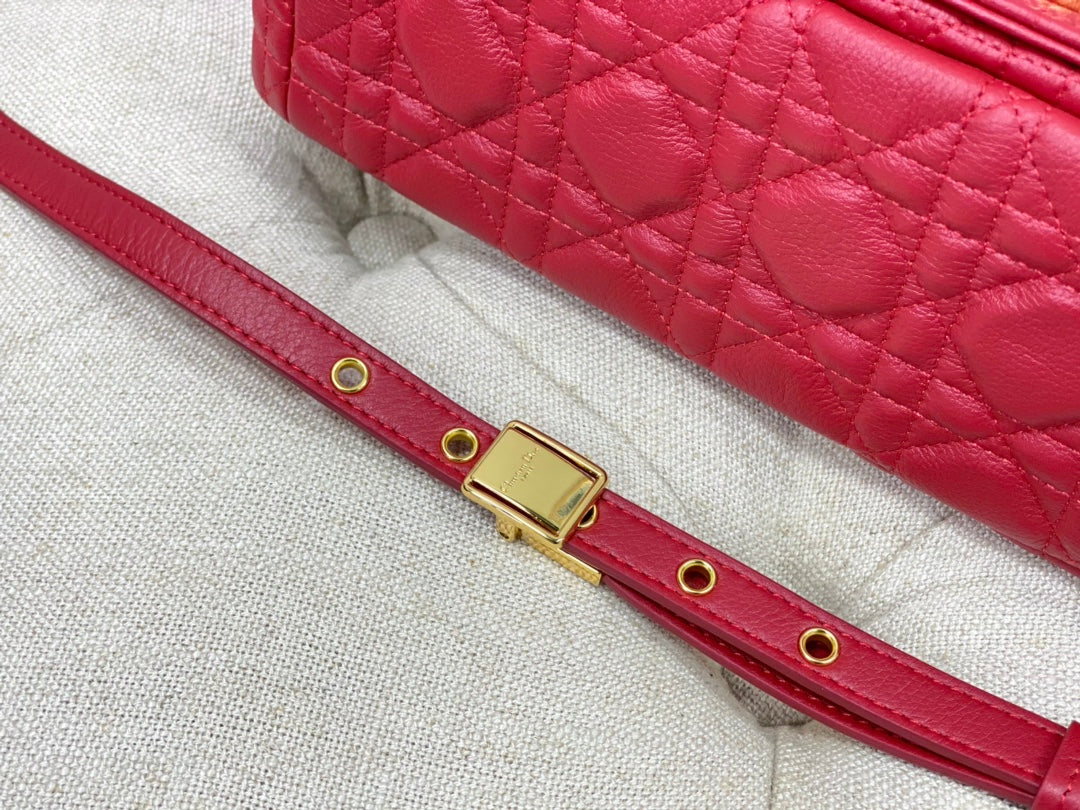Luxury DiorLARGE CARO BAG 28 RED CALFSKIN