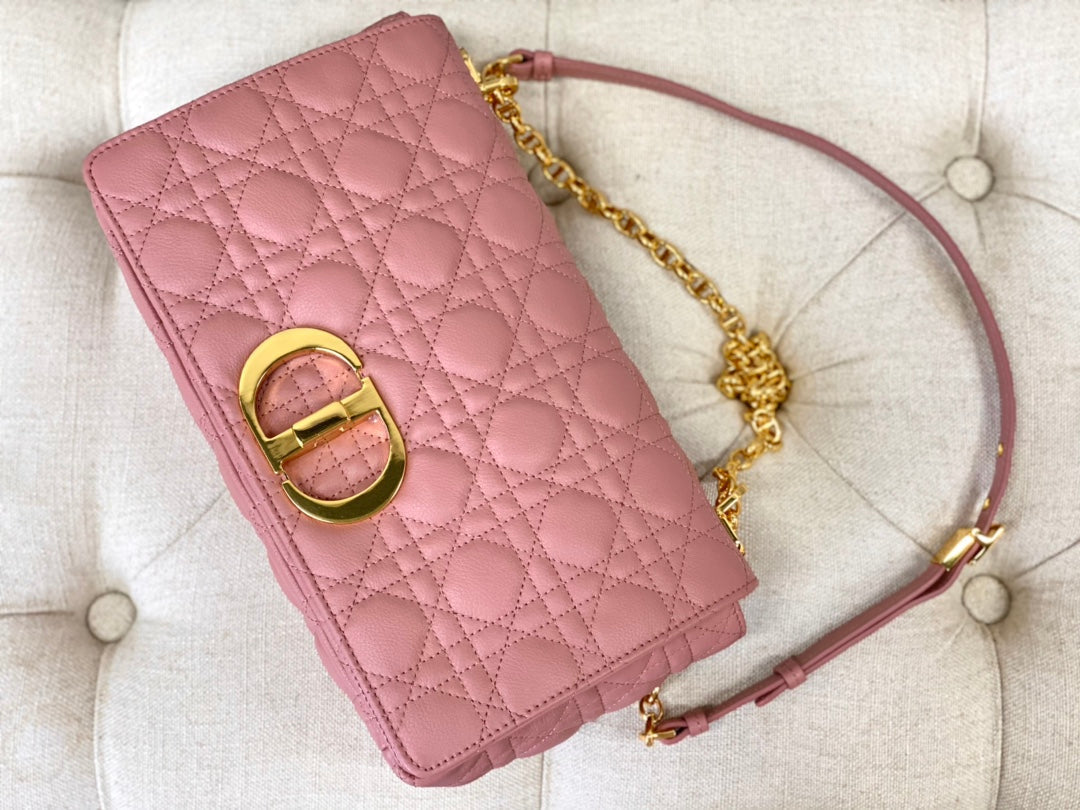 Luxury DiorLARGE CARO BAG 28 ANTIQUE PINK CALFSKIN